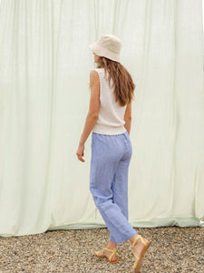 Indi & Cold Danny linen blend cropped trouser Glacial Blue