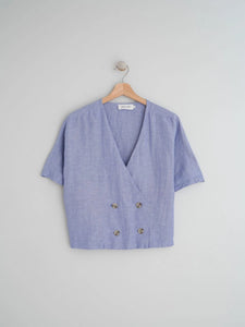 Indi & Cold Double breasted shirt Glacial Blue
