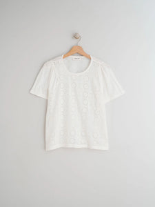 Indi & Cold Embroidered cut work top White