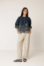 Load image into Gallery viewer, Indi &amp; Cold Floral embroidered hem blouse Navy - CW CW 

