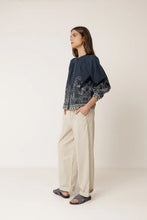 Load image into Gallery viewer, Indi &amp; Cold Floral embroidered hem blouse Navy - CW CW 
