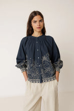Load image into Gallery viewer, Indi &amp; Cold Floral embroidered hem blouse Navy - CW CW 
