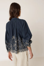 Load image into Gallery viewer, Indi &amp; Cold Floral embroidered hem blouse Navy - CW CW 
