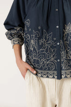 Load image into Gallery viewer, Indi &amp; Cold Floral embroidered hem blouse Navy - CW CW 
