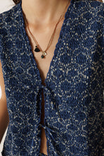 Load image into Gallery viewer, Indi &amp; Cold Shirred print vest with front ties Indigo Blue - CW CW 
