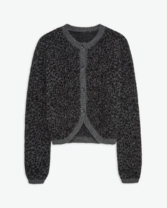 Yerse Leo animal jacquard cardigan Grey Leopard