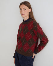 Load image into Gallery viewer, Yerse Argyle jumper Chocolate Red
