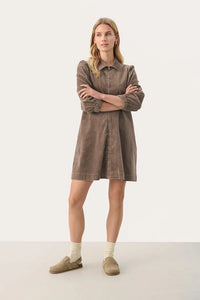 Part Two Eyvors corduroy zip front dress Walnut