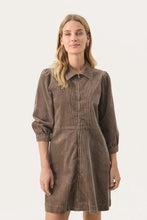 Load image into Gallery viewer, Part Two Eyvors corduroy zip front dress Walnut
