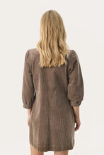 Load image into Gallery viewer, Part Two Eyvors corduroy zip front dress Walnut
