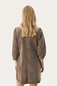 Part Two Eyvors corduroy zip front dress Walnut