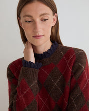 Load image into Gallery viewer, Yerse Argyle jumper Chocolate Red
