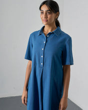 Load image into Gallery viewer, Bibico Alexa textured denim dress Indigo - CW CW 
