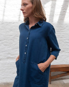 Bibico Tara oxford textured shirt dress Indigo Denim