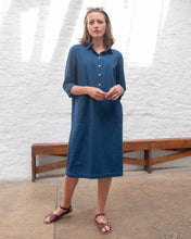 Load image into Gallery viewer, Bibico Tara oxford textured shirt dress Indigo Denim
