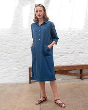 Load image into Gallery viewer, Bibico Tara oxford textured shirt dress Indigo Denim
