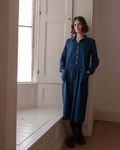 Bibico Jack textured denim shirt dress Indigo