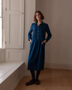 Bibico Jack textured denim shirt dress Indigo