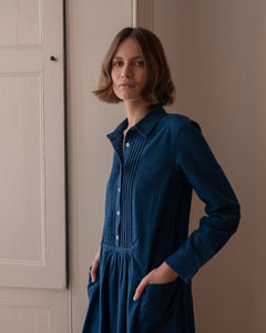 Bibico Jack textured denim shirt dress Indigo