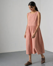 Load image into Gallery viewer, Bibico Elaine gingham check sundress Rust - CW CW 
