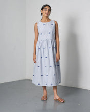 Load image into Gallery viewer, Bibico Fatima ticking stripe jacquard sundress Navy - CW CW 
