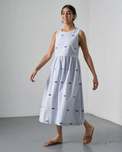 Load image into Gallery viewer, Bibico Fatima ticking stripe jacquard sundress Navy - CW CW 
