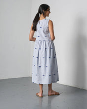 Load image into Gallery viewer, Bibico Fatima ticking stripe jacquard sundress Navy - CW CW 
