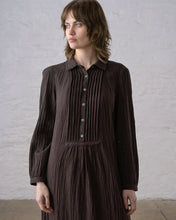 Load image into Gallery viewer, Bibico Louisa textured fabric mini check dress Cocoa

