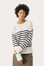 Load image into Gallery viewer, Part Two Finnley stripe knit Whitecap Grey
