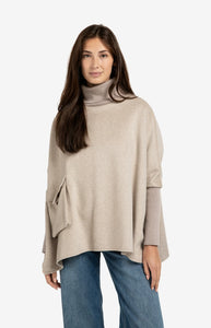 YAYA Ponch with turtleneck and flap pocket Sand Melange