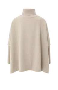YAYA Ponch with turtleneck and flap pocket Sand Melange