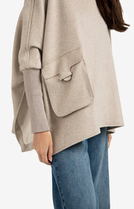 YAYA Ponch with turtleneck and flap pocket Sand Melange