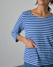 Load image into Gallery viewer, Bibico Classic sailor top with front pockets Med Blue Stripe - CW CW 
