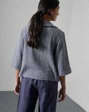 Load image into Gallery viewer, Bibico Rowan gingham check casual blouse Navy - CW CW 
