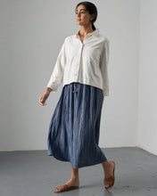 Load image into Gallery viewer, Bibico Una double gauze midi skirt Navy Stripe - CW CW 
