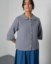 Load image into Gallery viewer, Bibico Rowan gingham check casual blouse Navy - CW CW 
