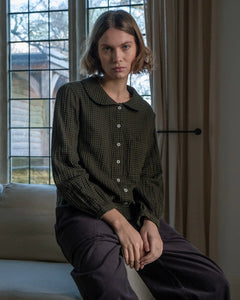 Bibico Jolene Gingham check shirt Olive