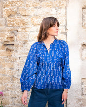 Load image into Gallery viewer, Bibico Kasbah woven blouse Blue Ikat
