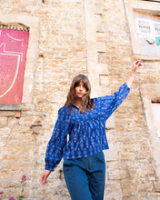 Load image into Gallery viewer, Bibico Kasbah woven blouse Blue Ikat
