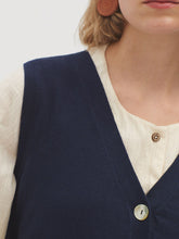 Load image into Gallery viewer, Nice Things Knitted linen blend button waistcoat Navy
