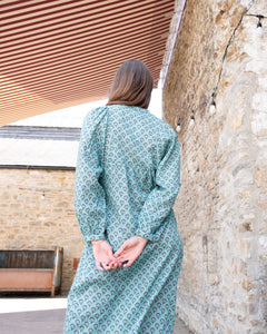 Bibico Kasbah Woodblock print dress Duck Egg