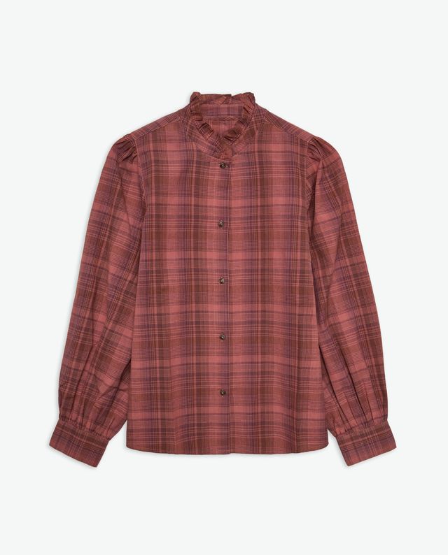Yerse Plaid check shirt with high collar Antique Pinks