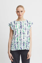 Load image into Gallery viewer, Ichi Marrakech frill cap sleeve print blouse Greenbriar Ethnic
