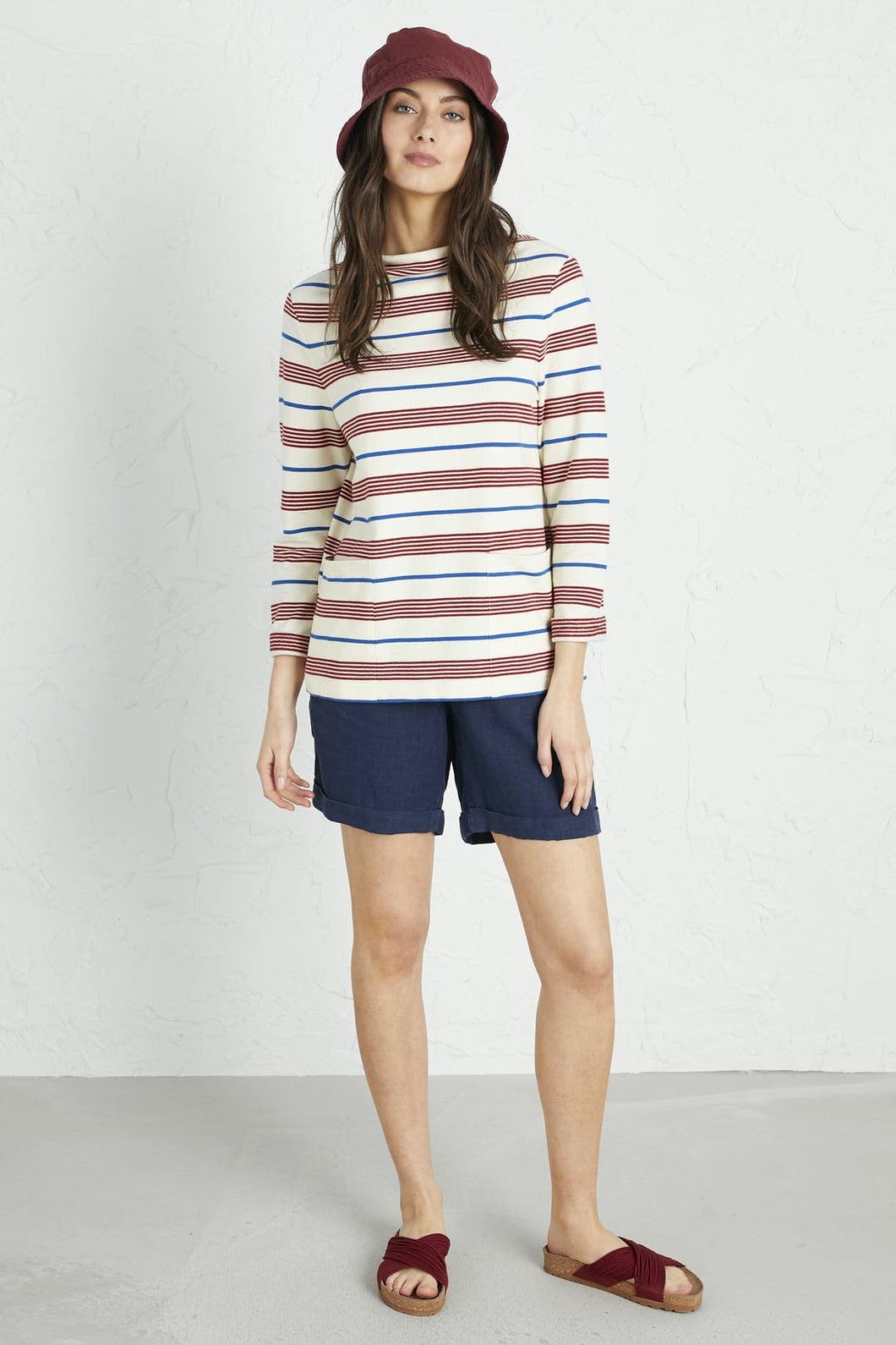 Seasalt Oceangoing sweatshirt in stripe Ivory, red and navy - CW CW 