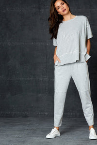 Eb & Ive Arrival seam detail sweat pant in Grey Marl