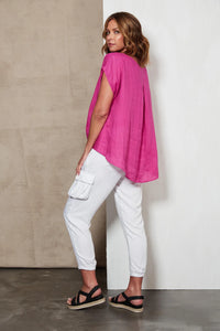 Eb & Ive Indica linen top Orchid