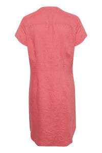 Part Two Aminas short sleeve linen dress in Desert Rose