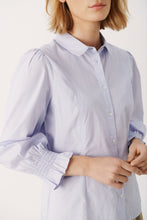 Load image into Gallery viewer, Part Two Harleena cotton fitted sleeve detail shirt Heather
