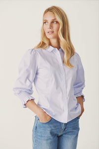 Part Two Harleena cotton fitted sleeve detail shirt Heather
