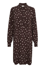 Load image into Gallery viewer, Part Two Rabea polka dot shirt dress in Chocolate Torte
